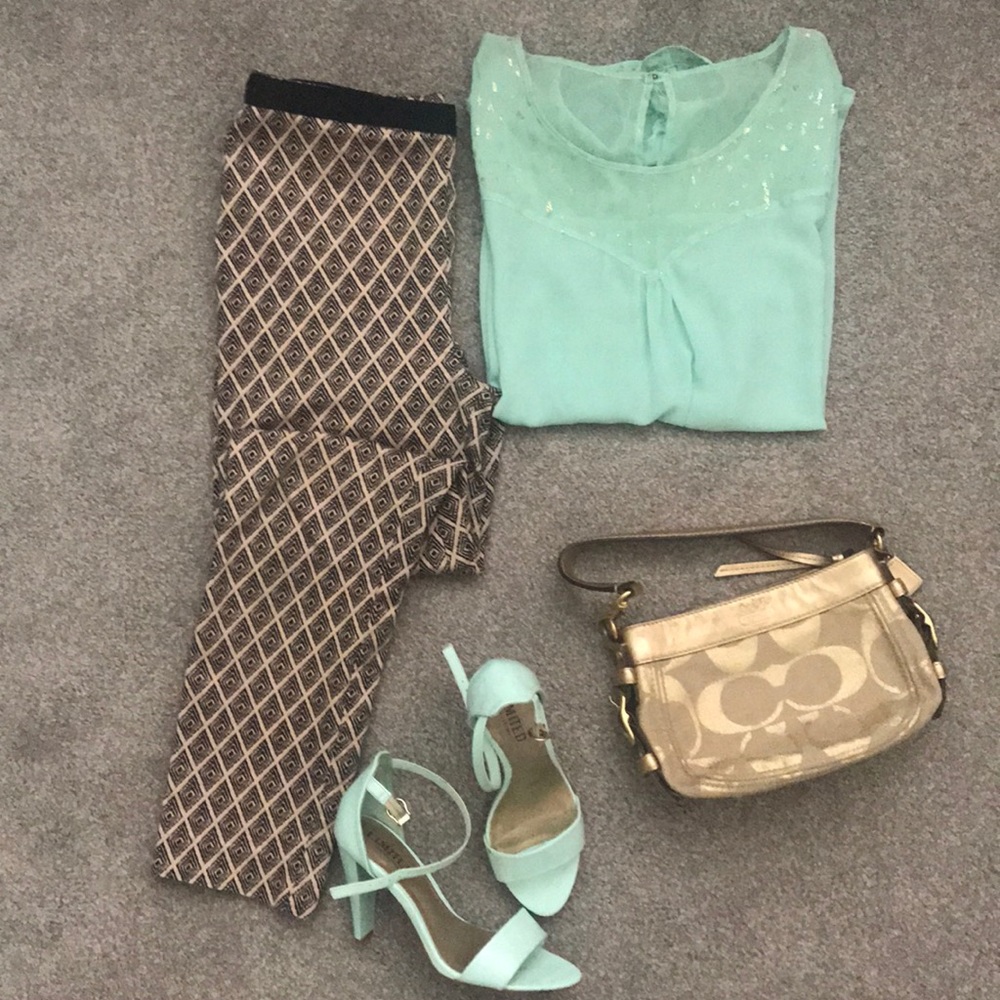 Diamond print ankle pants